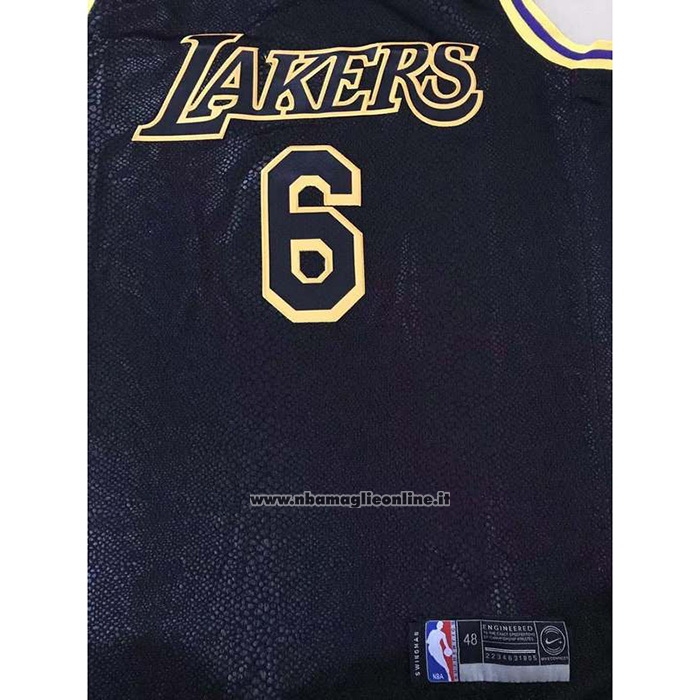 Maglia Los Angeles Lakers LeBron James #6 Citta 2021-22 Nero